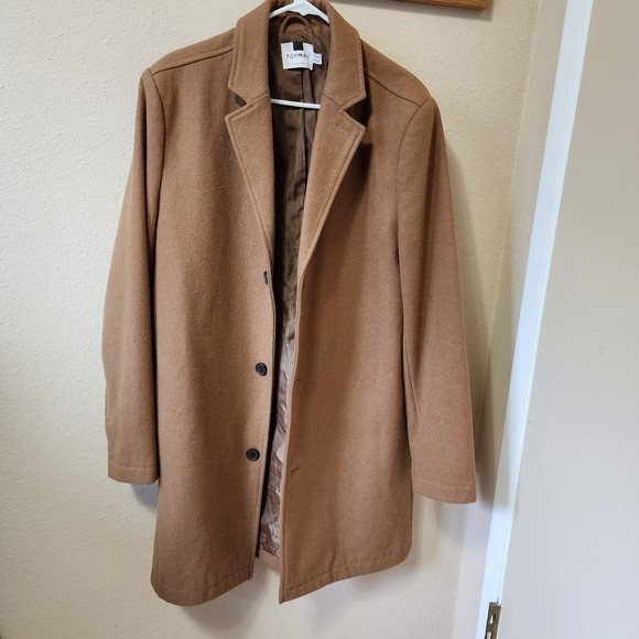 Topman Camel Wool Blend Overcoat