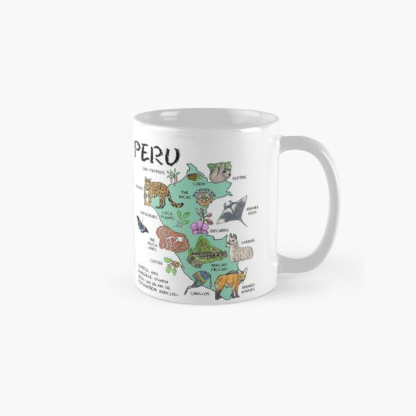 Peru - illustrated map Glossy Ceramic Mug Premium Gift 11oz 15oz