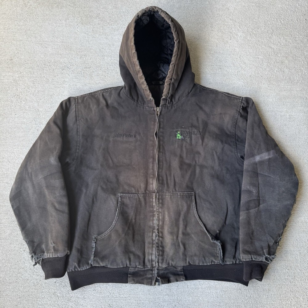 Distressed Sun-Faded Carhartt-Style Active Jacket Brown Size M Canvas Workwear