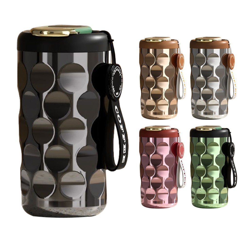 1pc 410ml Stainless Steel Tumbler Ceramic Insulated Travel Cup Coffee Cup Gift