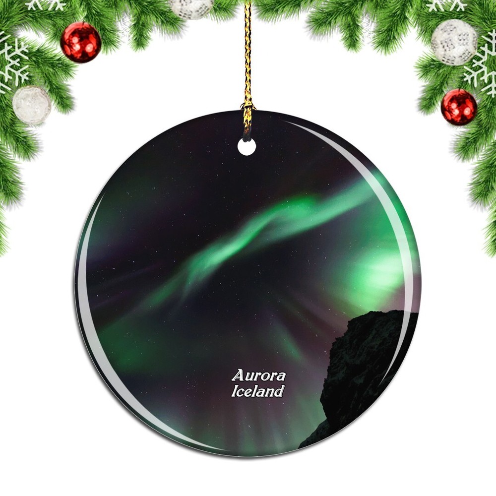 Iceland Aurora Christmas ornament city travel souvenir