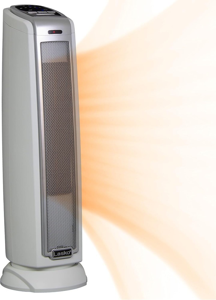 Lasko Oscillating Ceramic Tower Space Heater for Home with Silver 5775