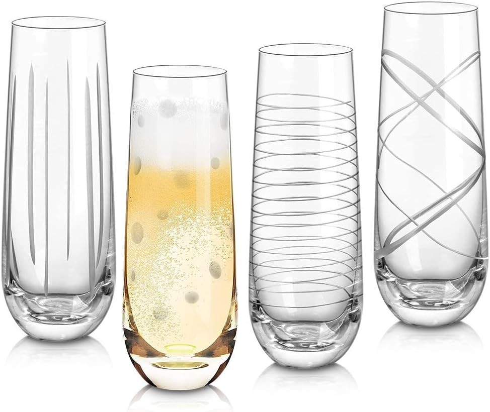 Etched Champagne Glasses Handmade Mouth Blown Aesthetic Glassware Art Decor  