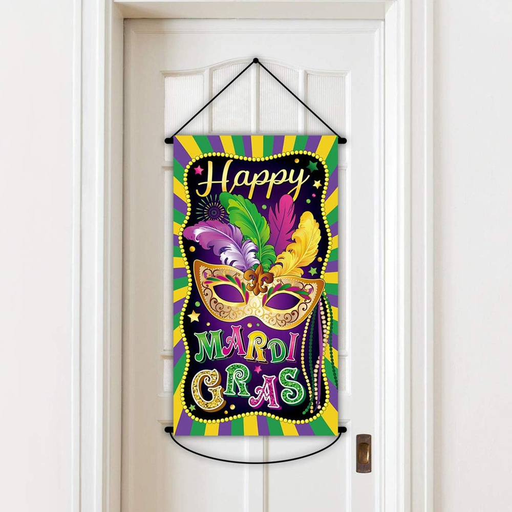 Mardi Gras Door Banner New Orleans Party Decorations Mardi Gras Hanging Fabric P