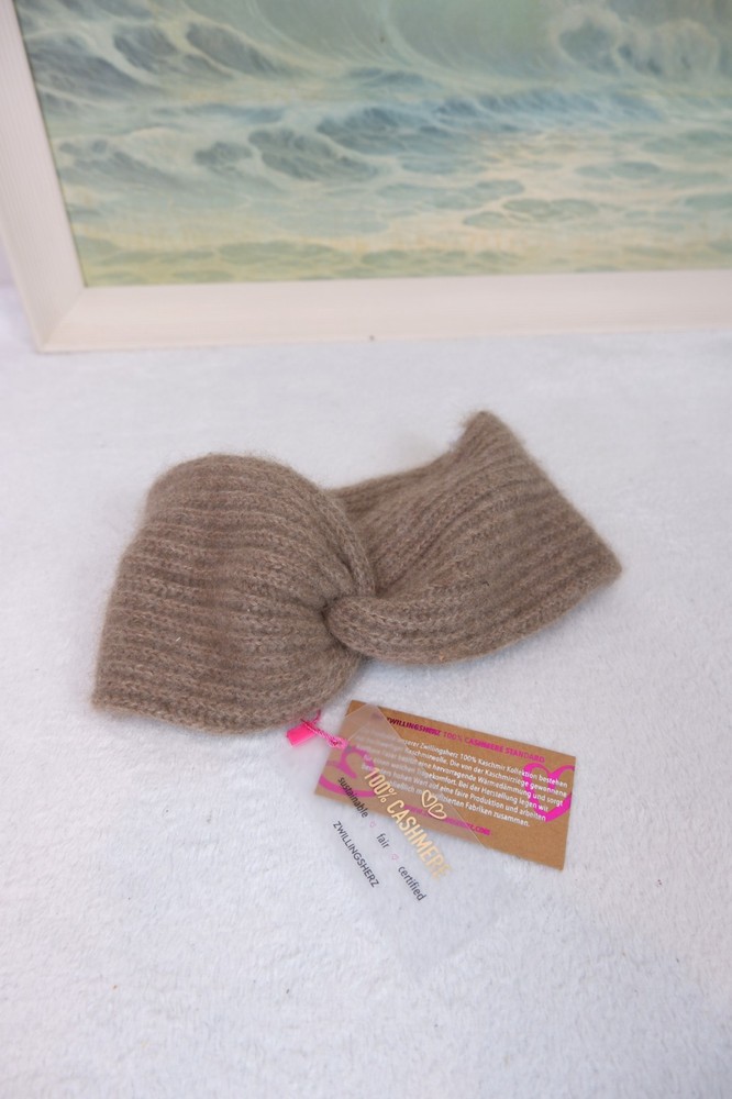 Luxurious 100% Cashmere Ribbed Twisted HeadBand Ear Warmers Mouse winter hat