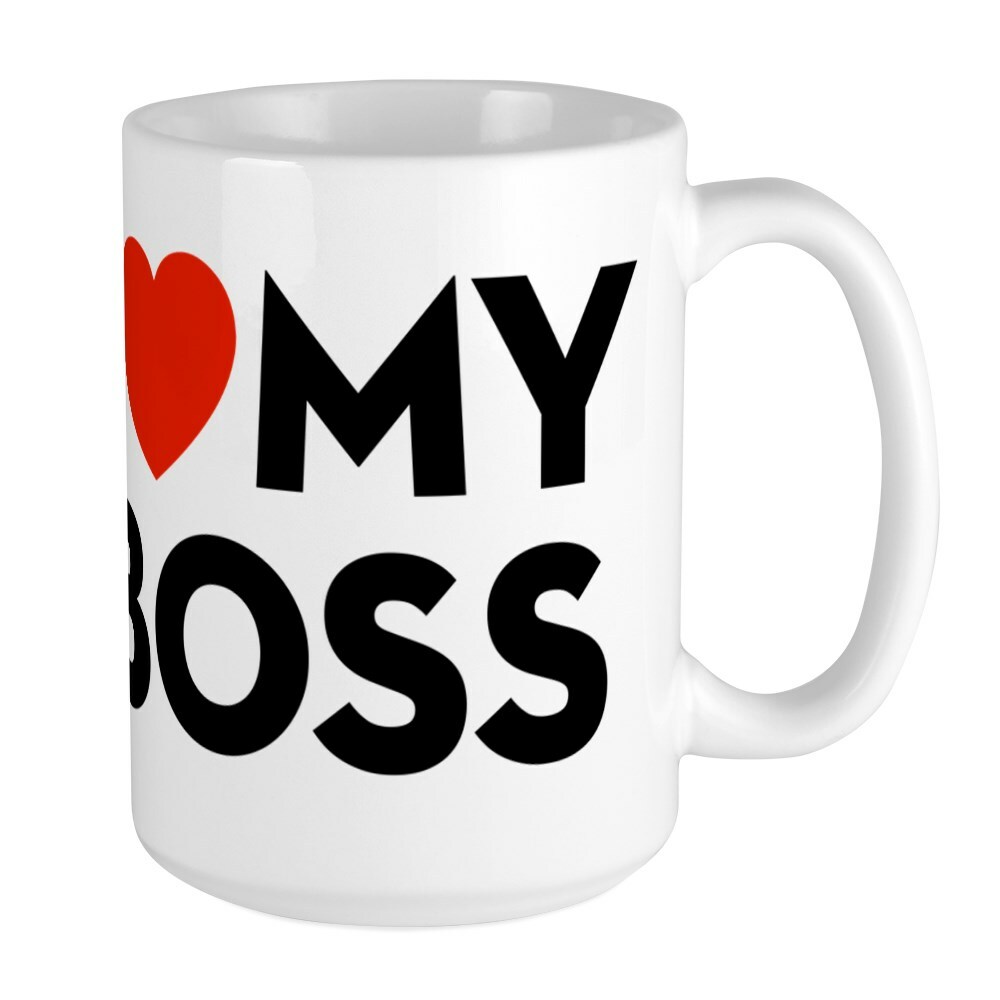 CafePress I Love My Boss Coffee Mug, Large 15 oz. White Coffee Cup (156170164)