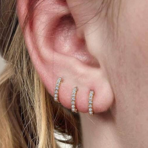 Moissanite Huggie Hoops in 925 Silver for Cartilage & Second Piercings  