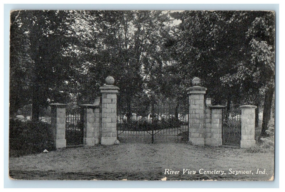 c1910's River View Cemetery Gate Seymour Indiana IN Unposted Antique Postcard