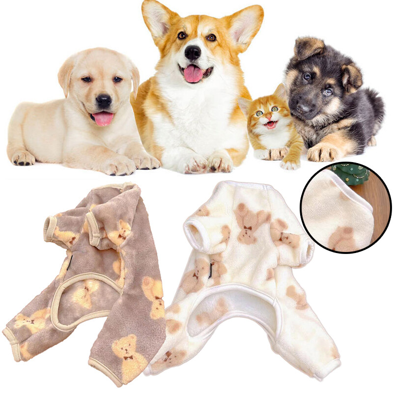 Pet Plush Jumpsuit Dog Clothes Puppy Pullover Pet Clothes Velvet Pajamas Sweet