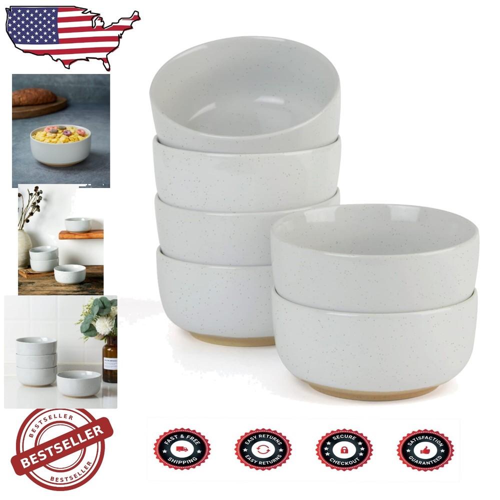 Minimalist 6-Piece Ceramic Bowl Set - 25oz Stackable Soup & Cereal Bowls