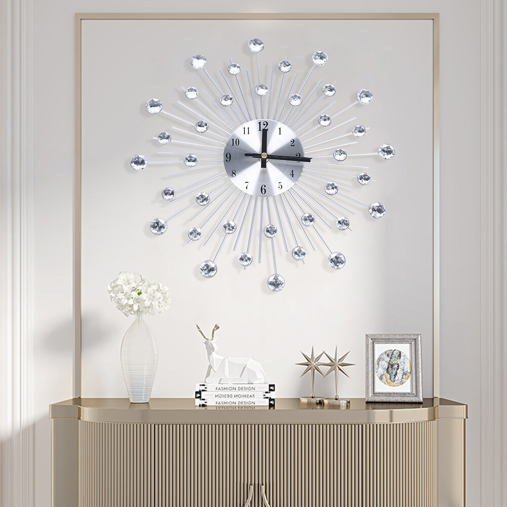 Luxury Modern Wall Clock 3D Metal Large Wall Watch Silent Home Living Room Decor