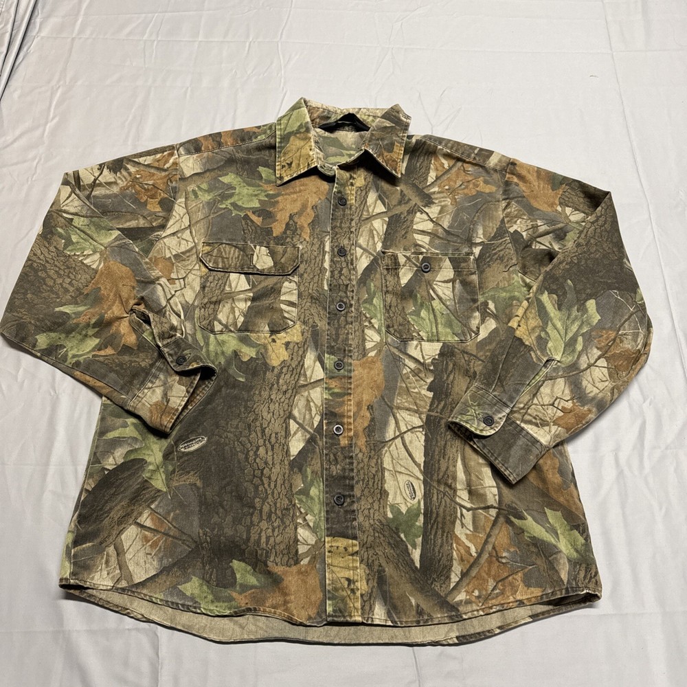 Vintage Liberty Camouflage Real Tree Hardwoods Button-Up Shirt Size XL 2XL  