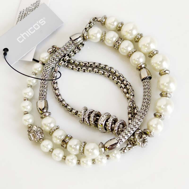 New 3pcs Chicos Beads Stretch Bracelet Gift Fashion Women Party Holiday Jewelry