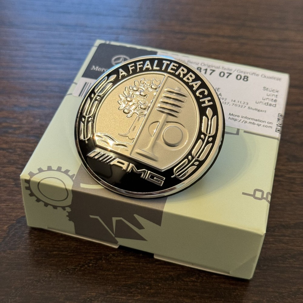 Genuine Blcak Front Hood Affalterbach AMG Logo Emblem Bonnet Badge For Mercedes