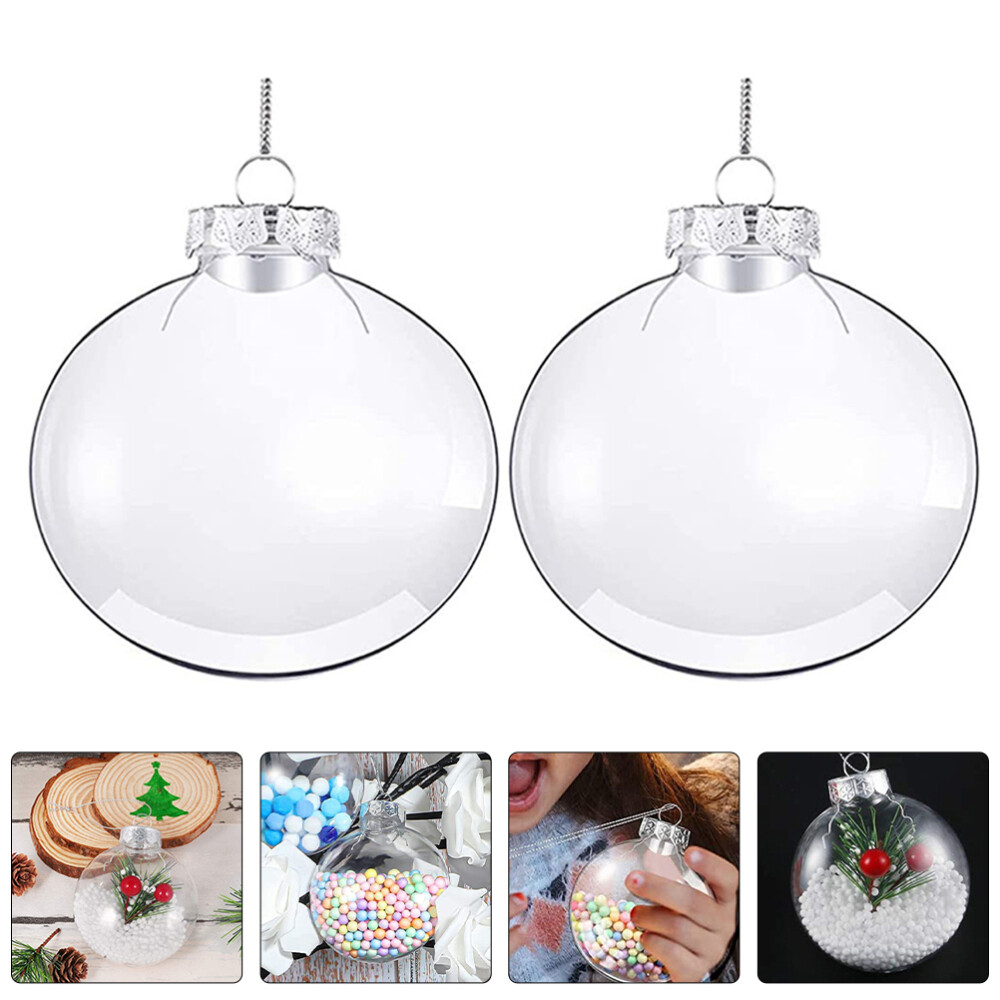 12pcs DIY Clear Plastic Fillable Balls Ornaments Empty Christmas Hanging Balls