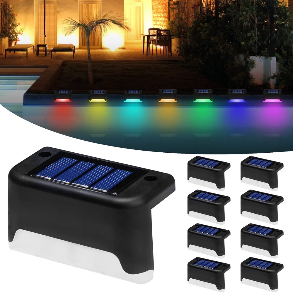 Color Changing Solar Pool Lights Outdoor LED Deck Step Lights
