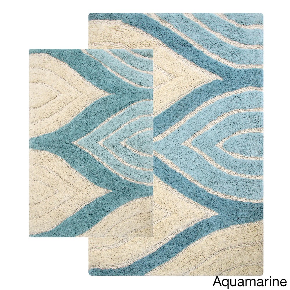 Chesapeake Davenport 2-Piece Bath Rug Set in Aquamarine - 21x34 & 24x40 Inches
