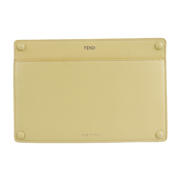 RARE FENDI Peekaboo Pocket Pouch 7AR907 Yellow Leather Crossbody Bag