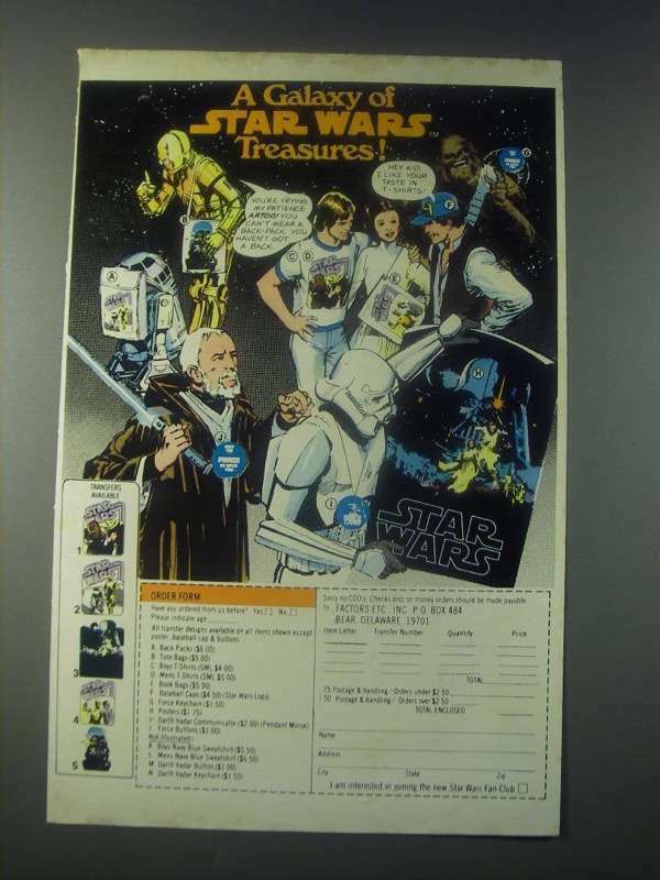 1978 Factors Etc. Star Wars Merchandise Ad - A Galaxy of Treasures
