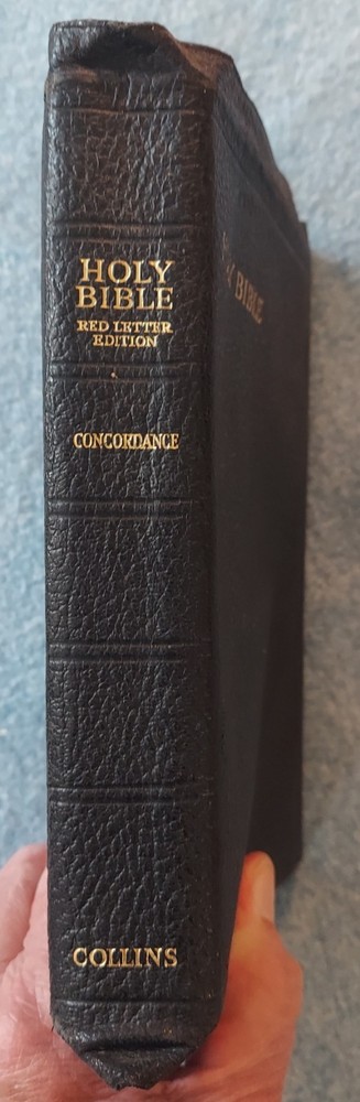 Vintage Bible King James KJV Genuine Leather References Collins Clear-Type