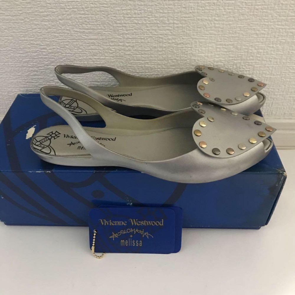 Vivienne Westwood Women 7.0US Sandals Silver Heart Women Designer Shoes Limited