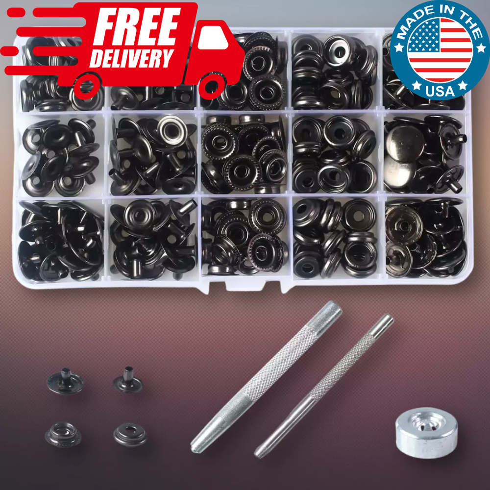 70-Piece 15mm Heavy Duty Snap Fasteners Kit for Leather Craft Projects
