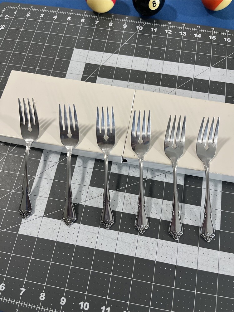 Oneida ARBOR ROSE (6) Salad Forks TRUE ROSE 1881 Rogers Ltd Stainless Flatware