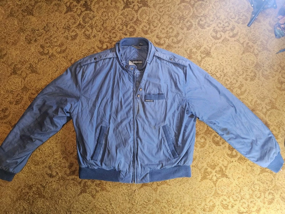 Men's Members Only Jacket Size 46 Large Blue Zippered Pockets-image