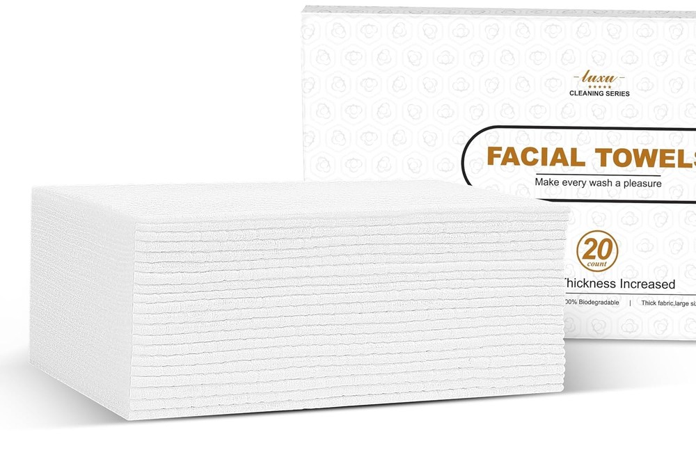 Clean Facial Towels XL, 100% Biodegradable Biobased Face Towel, Disposable Face