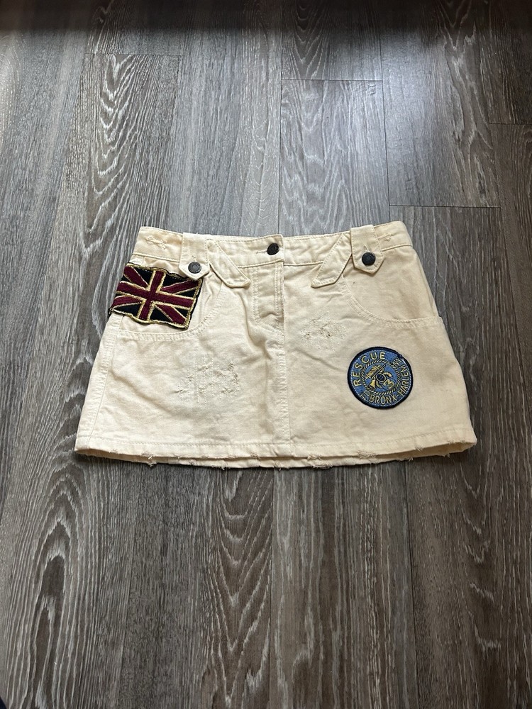 Pinko Patchwork Distressed Micro Mini Cargo Skirt Sz 2 Punk Y2K Grunge Italy