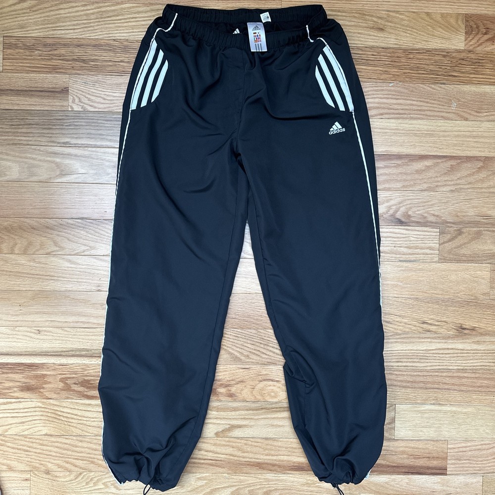 Vintage 2000s Adidas Windbreaker Track Pants Men’s Medium Mesh Lined Black Y2K