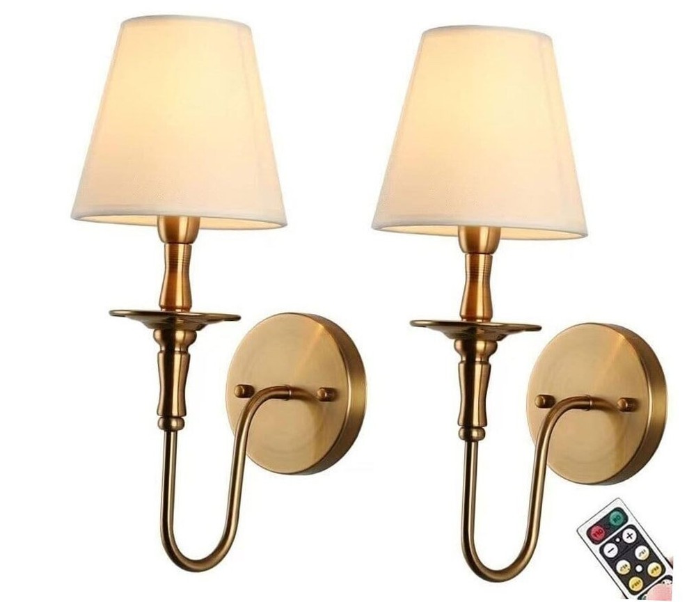 Wireless Battery Operated Wall Sconces Set of 2,No Wiring Rechargeable Wall