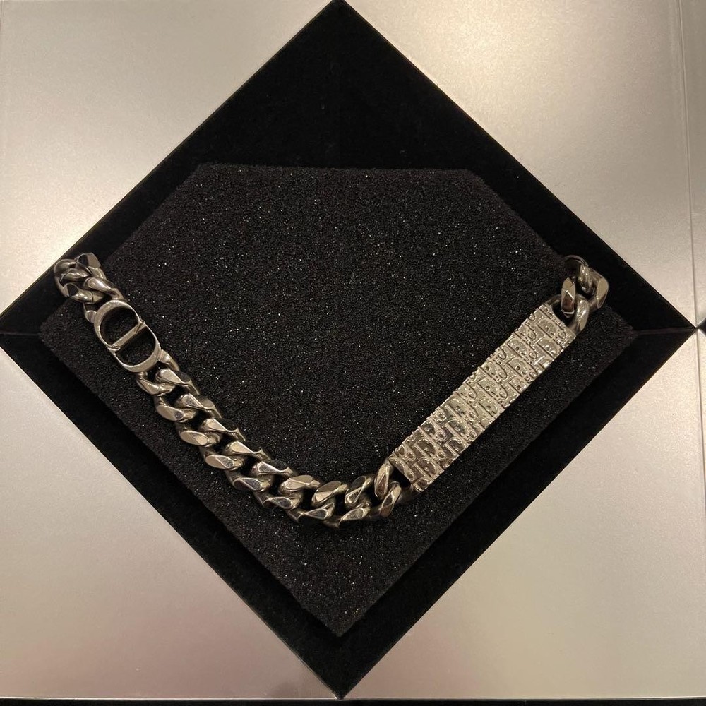 Dior Oblique Chain Link Necklace in Gold Tone