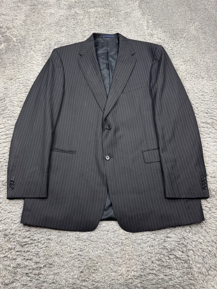 Daniel Cremieux Loro Piana Blazer Men 46L Black Striped Wool Suit Jacket Italy