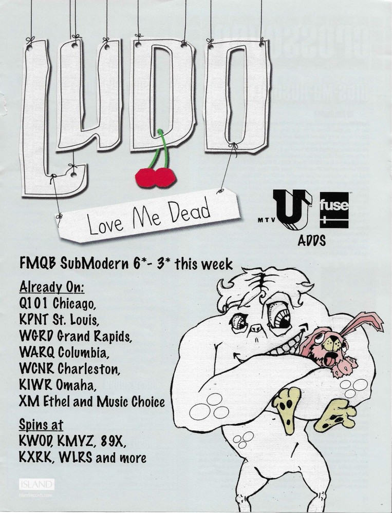 Vintage LUDO Love Me Dead 2008 Promo Trade Ad Poster Awful MINT 8.5x11