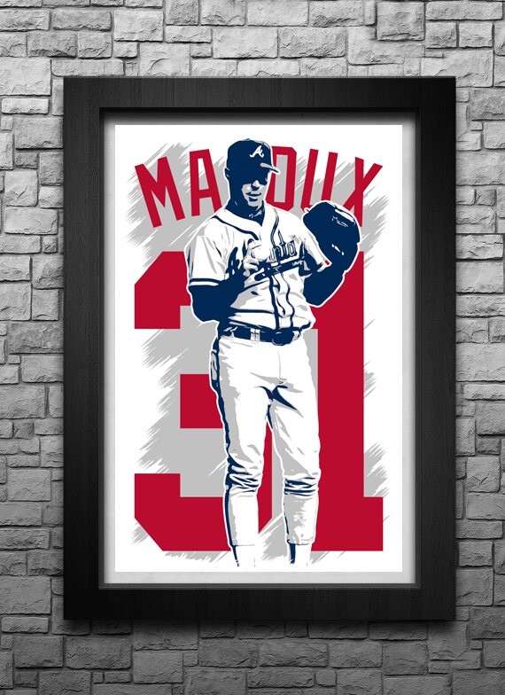 GREG MADDUX art print/poster ATLANTA BRAVES FREE S&H! JERSEY
