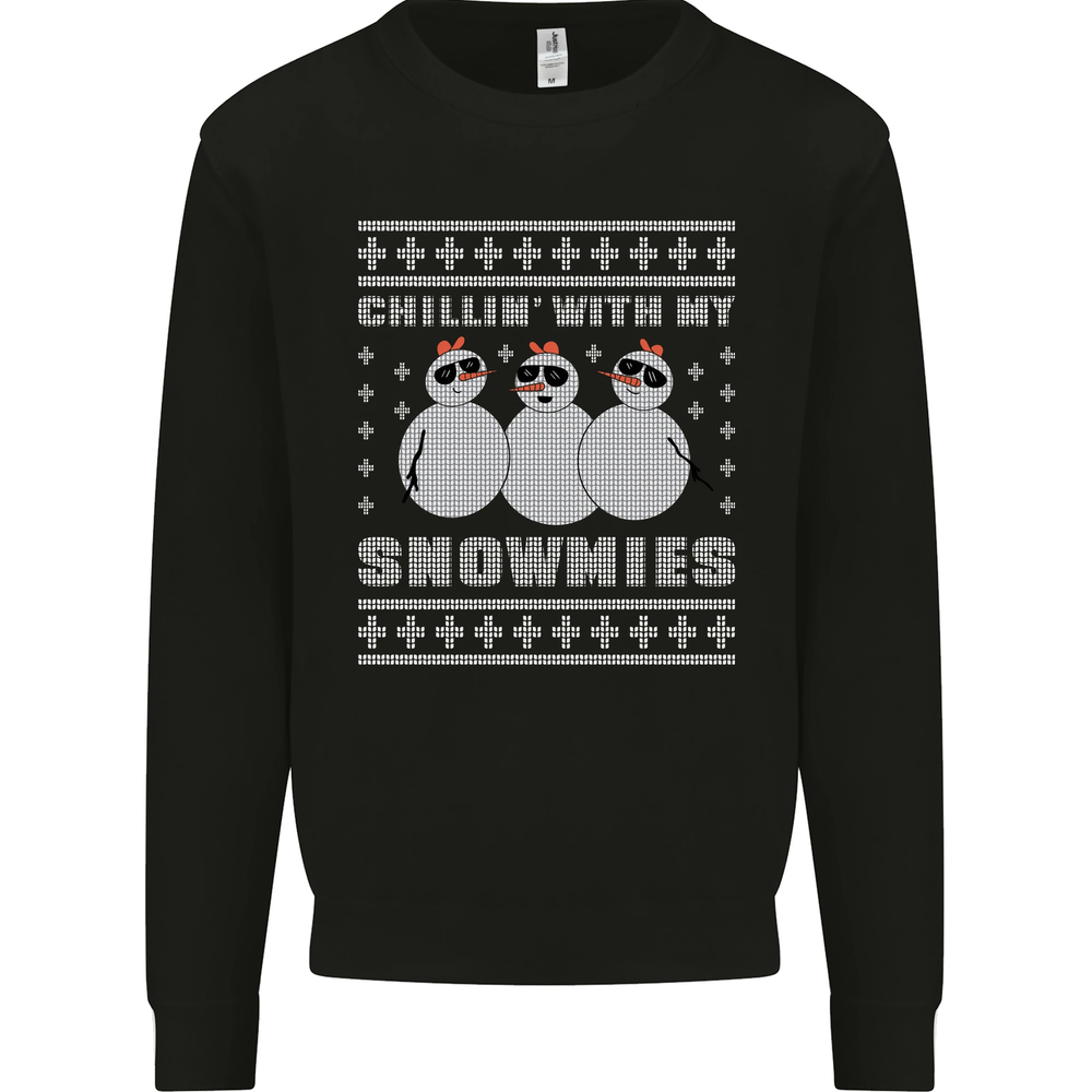 Chillin With My Snowmies Funny Christmas Mens Sweatshirt Jumper