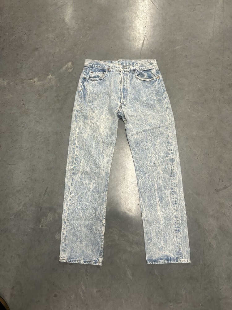 1980s Vintage Levis 501 Button Fly Jeans Bleached Acid Wash 30x32
