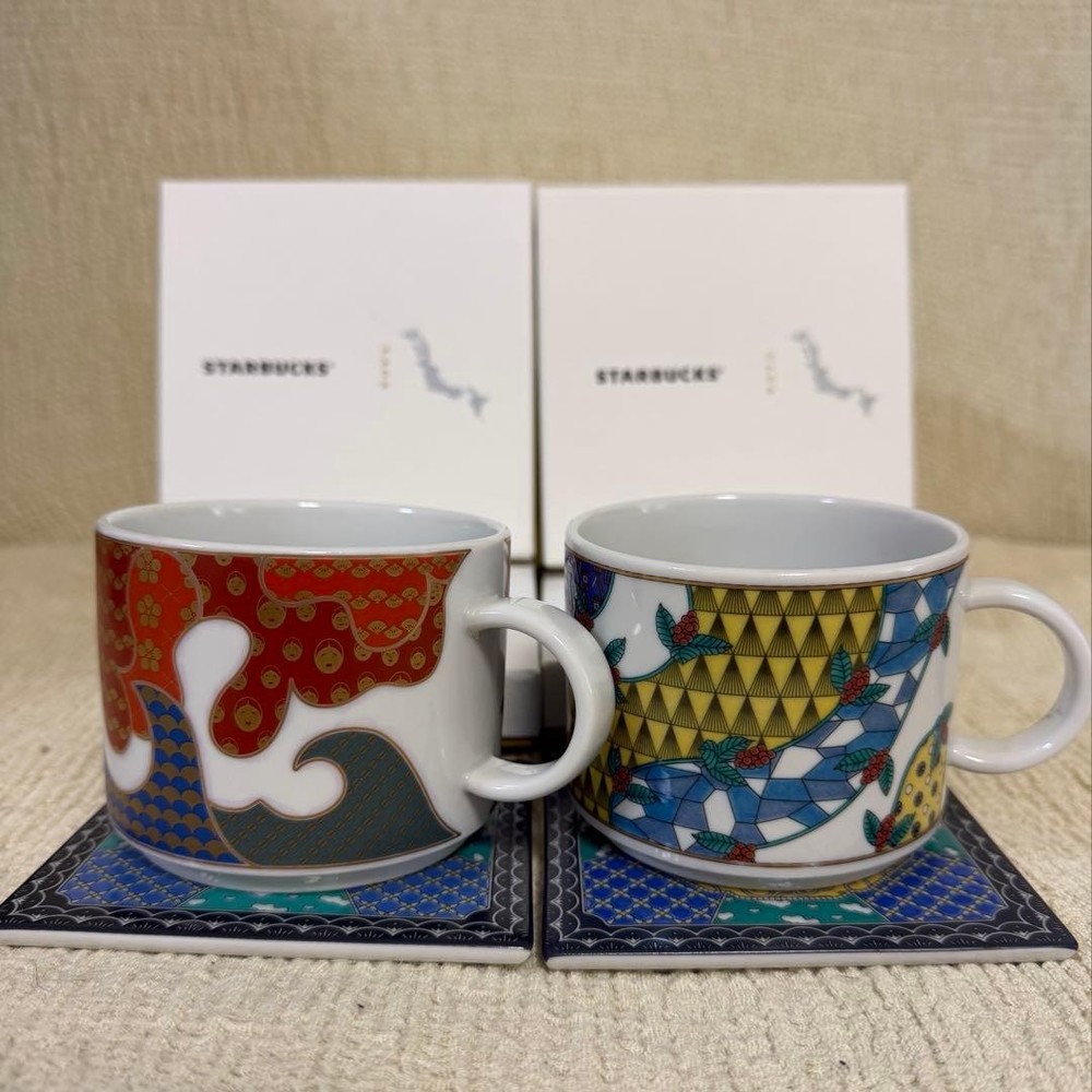 Y0217 Starbucks Kanazawa limited Kutani ware mug coaster set