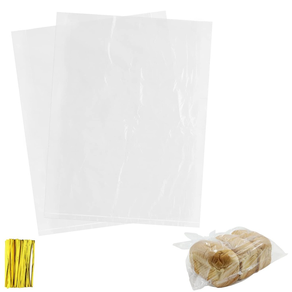 200 Pack 18x24 Inch Clear Plastic Bread Loaf Bags for Produce Storage