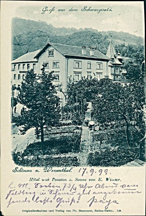 Ansichtskarte Schönau und Wiesenthal 1899 Hotel (b253) Baden-Württemberg