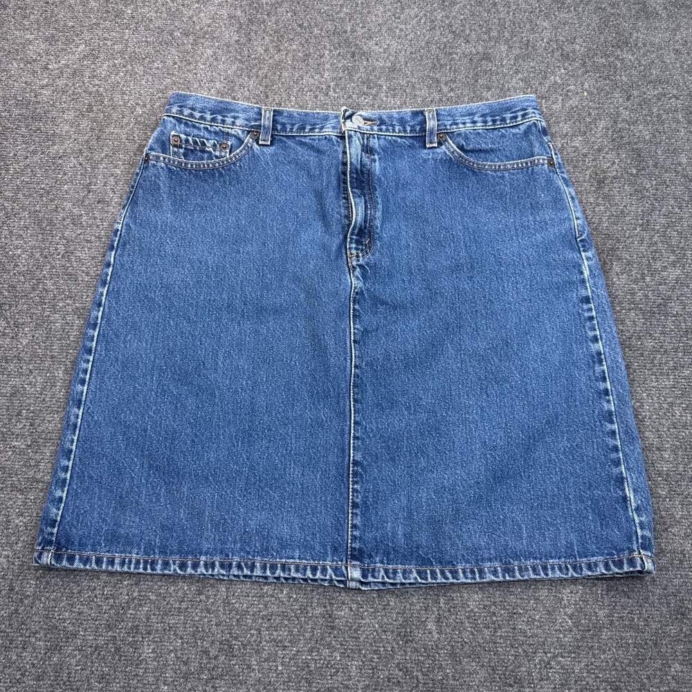 Vintage 90s Levi's Jean Skirt Womens Size 16 Reg Blue High Rise Mom Denim
