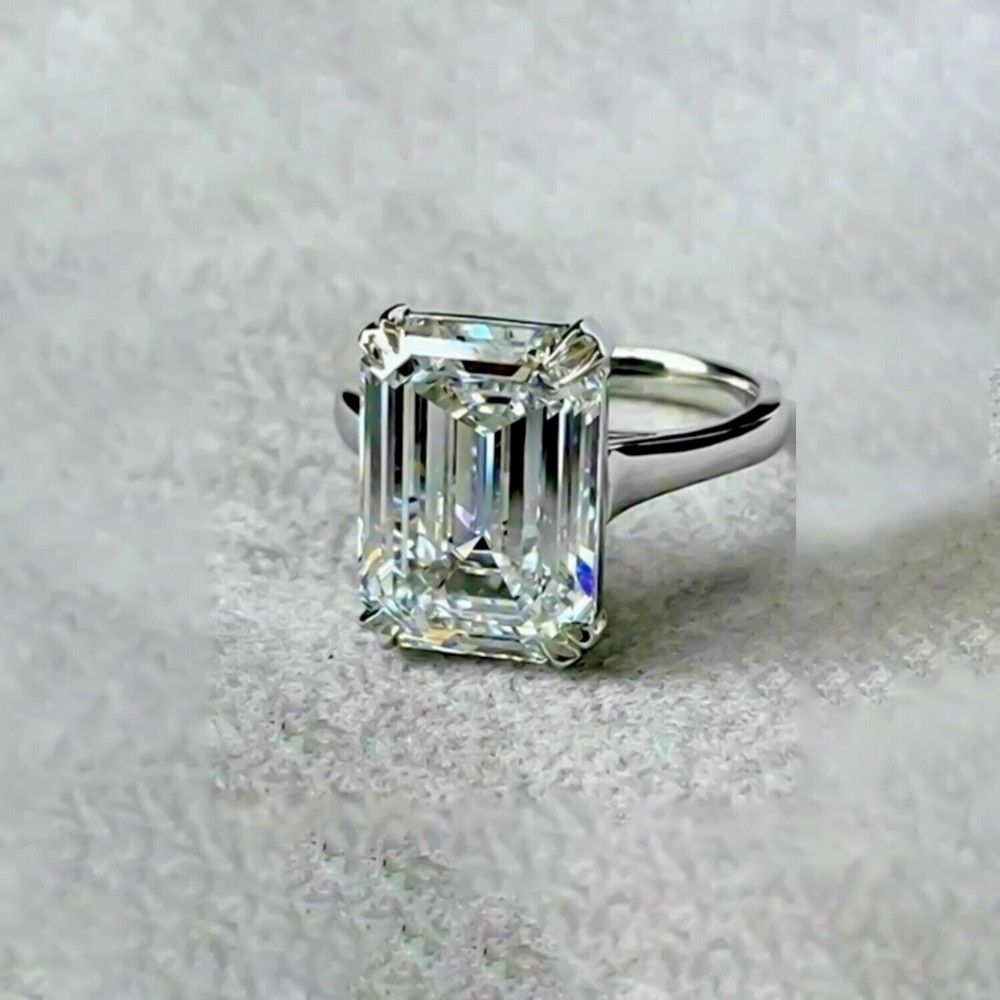 4.95 Ct Certified White Diamond Solitaire Ring Gift for Wife in 925 Silver