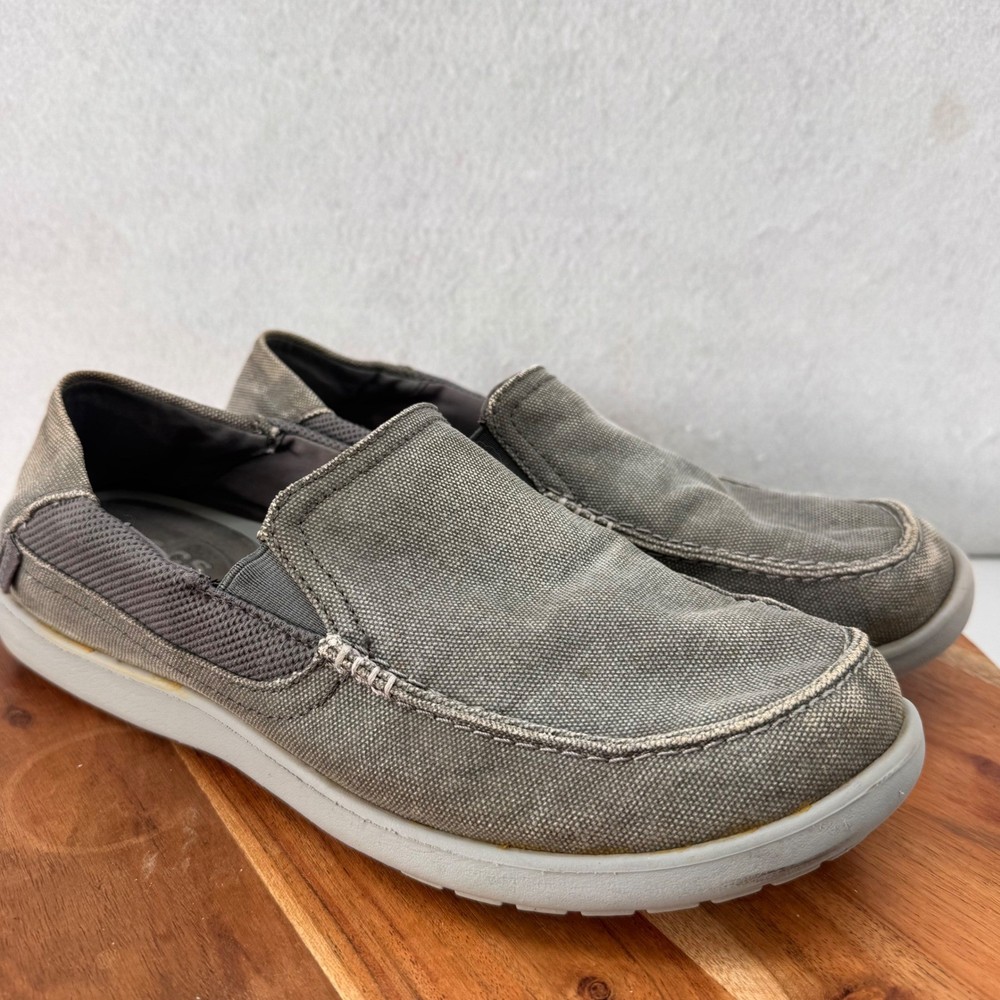 Crocs Men's Slip-On Canvas Loafers Comfort Casual Shoes Gray Size 10
