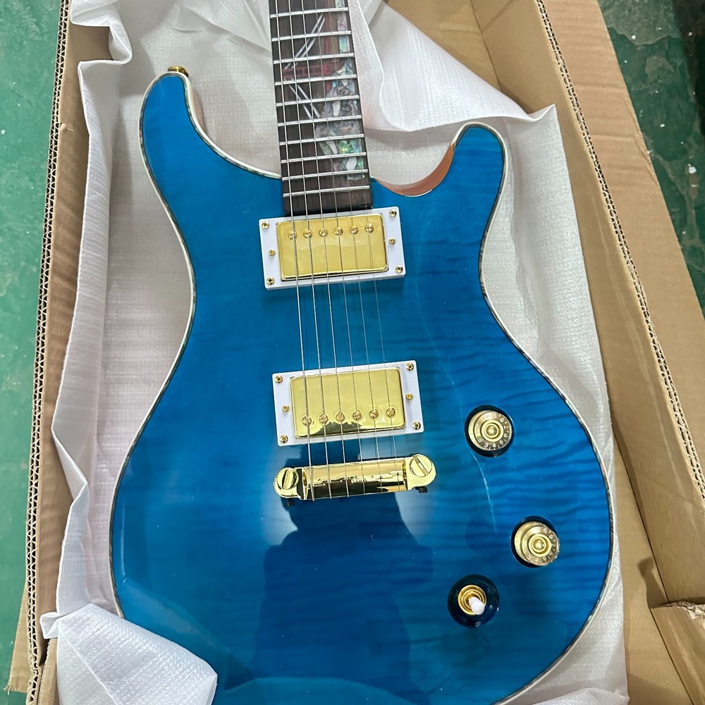 US warehouse Blue PRS electric guitar with gold hardware rosewood fretboard