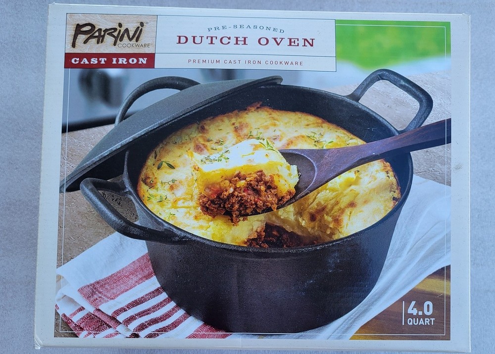 Parini Cookware Premium Cast Iron 4 quart Dutch Oven Pre-seasoned - NEW IN BOX