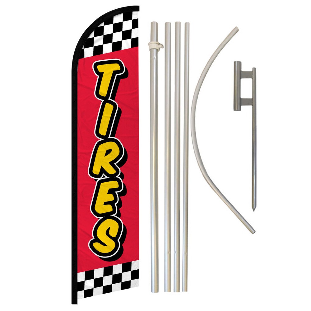 Tires Full Curve Windless Swooper Flag & Pole Kit Wheel Sale