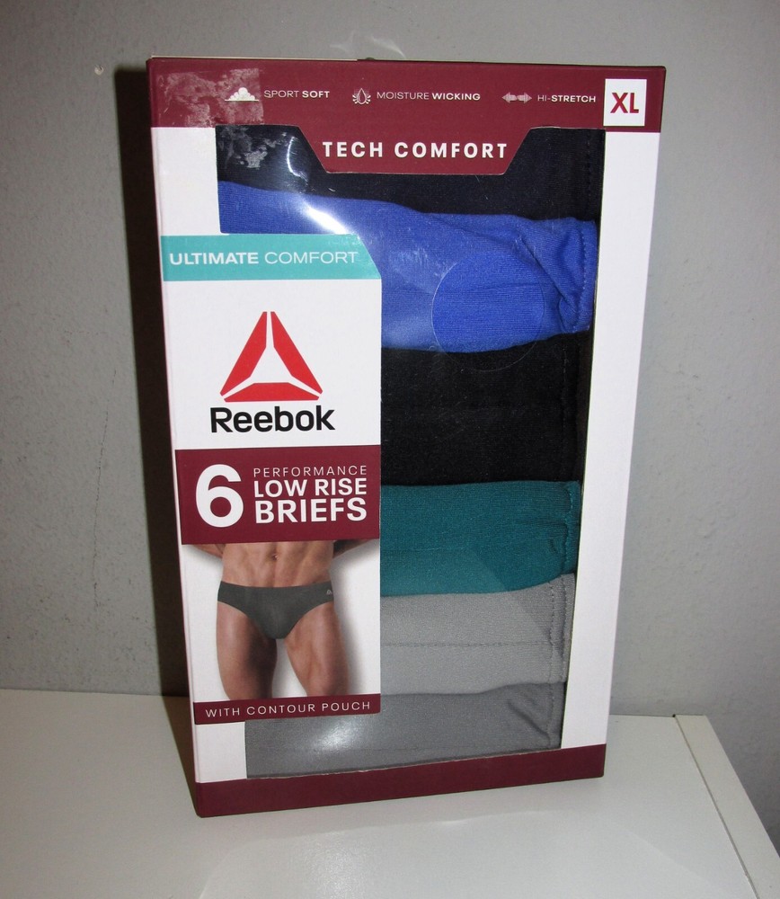 Mens Reebok Low Rise Performance Briefs 6 PACK (Size XL) BRAND NEW IN PACKAGE
