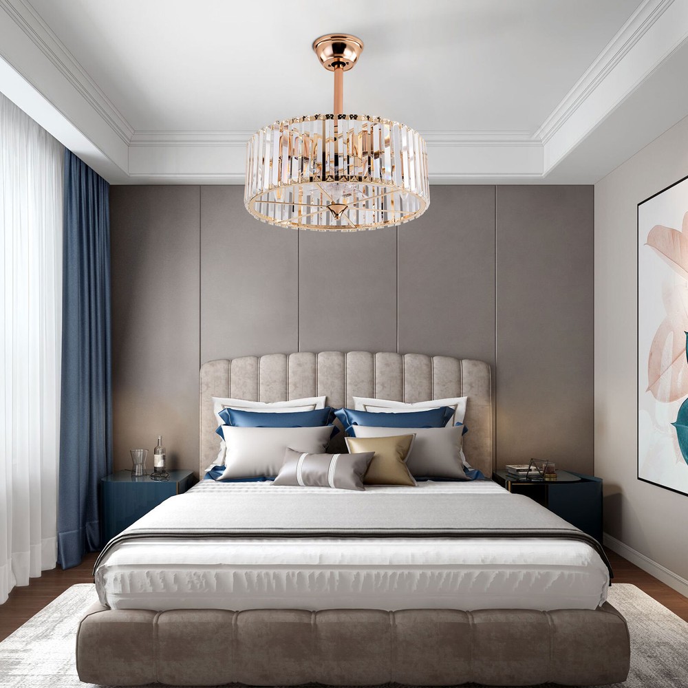 Vintage 18-Inch Caged Ceiling Fan Light with 6 Speeds & Remote Control