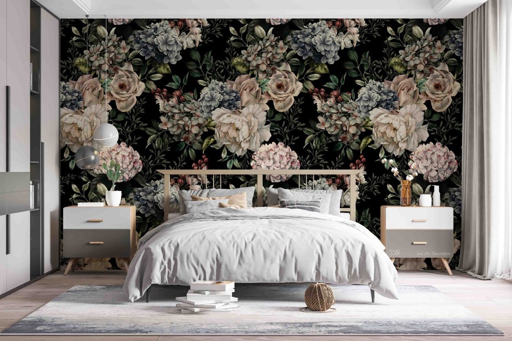 3D Baroque Style Flowers Pattern Wall Murals Wallpaper Murals Wall Sticker 4